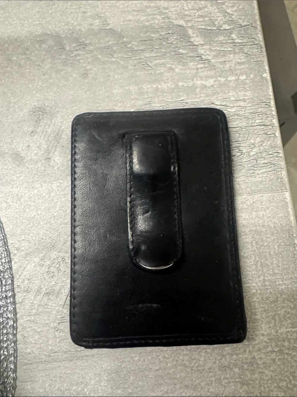 Tumi Black Leather Money Clip Card Holder